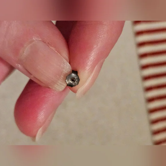 Cultured Pearl 3mm earrings with sterling silver posts. Silver is tarnished. - Picture 5 of 6